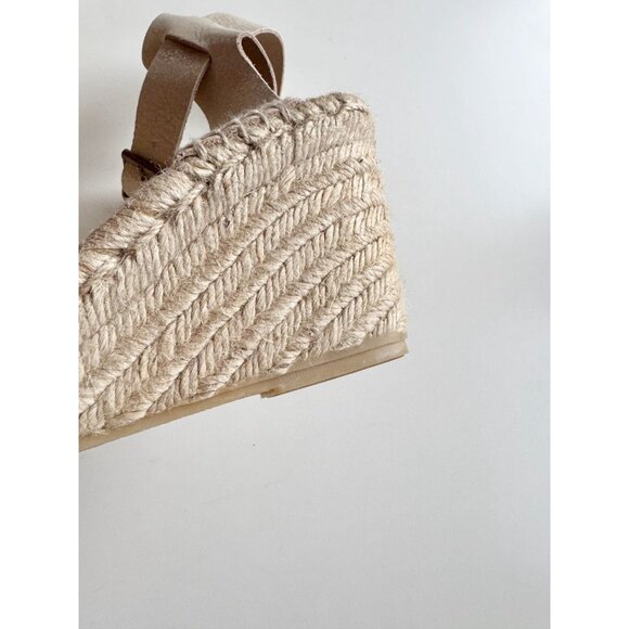 J CREW Corsica Gold Leather Platform Espadrille Wedge Sandals, Size 7 - Picture 9 of 16